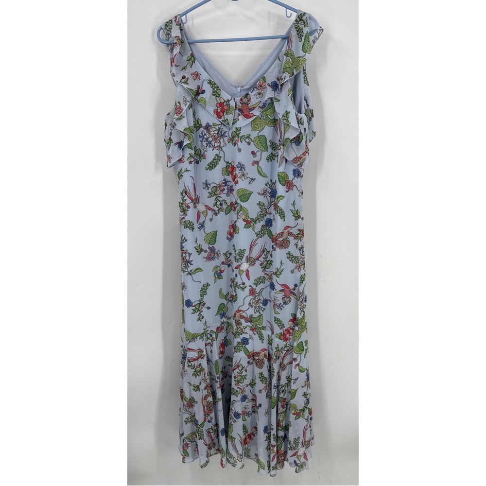 Nanette Lepore Hummingbird Light Blue Ruffle Midi Maxi/midi  Dress Size 14